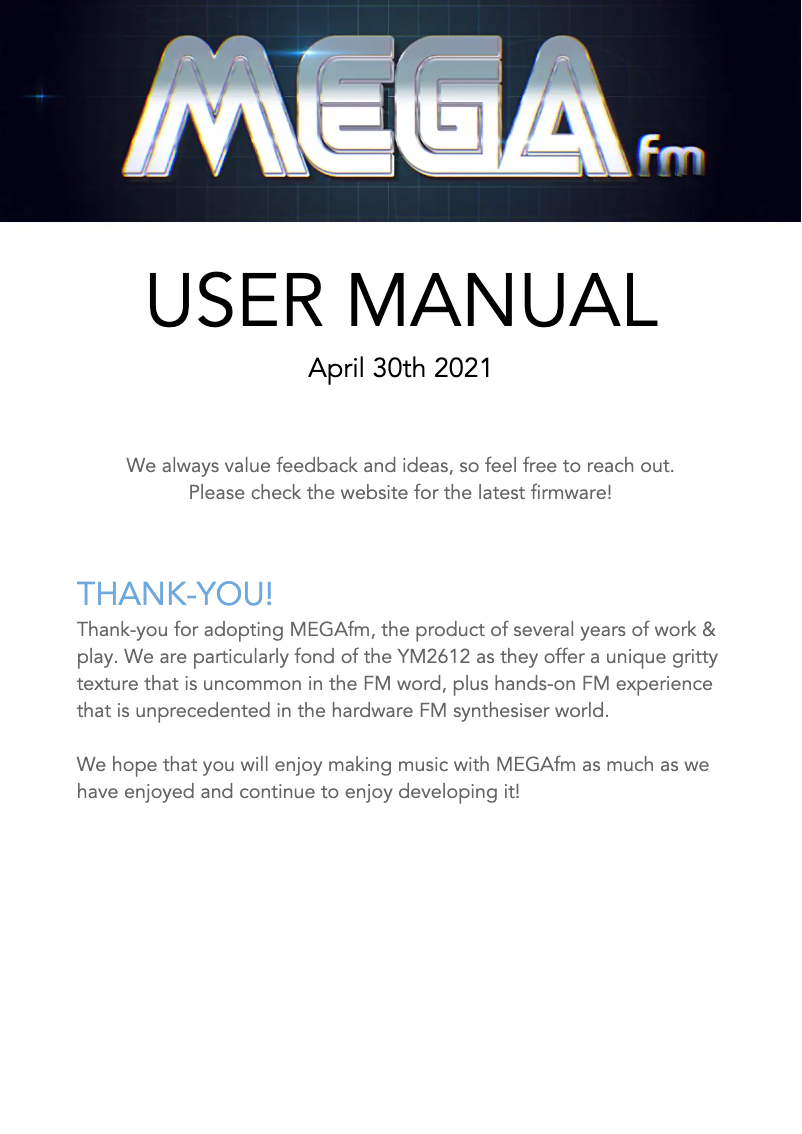 Page 1 de la notice Manuel utilisateur Twisted Electrons MEGAfm