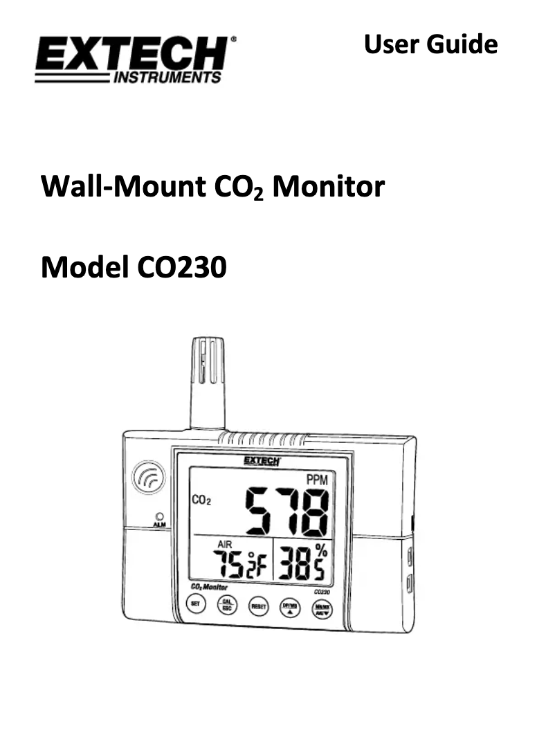 Page n°1 - Manuel utilisateur Extech CO230