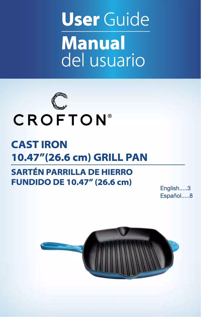 Page 1 de la notice Manuel utilisateur Crofton Cast Iron 10.47" Grill Pan or Cast Iron 12" Frying Pan