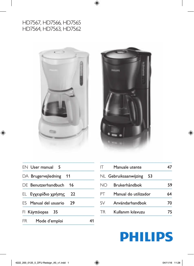 Page 1 de la notice Manuel utilisateur Philips Viva Collection HD7565