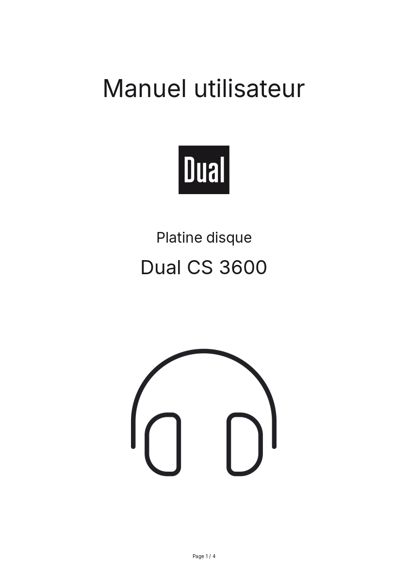 Page n°1 - Manuel utilisateur Dual CS 3600