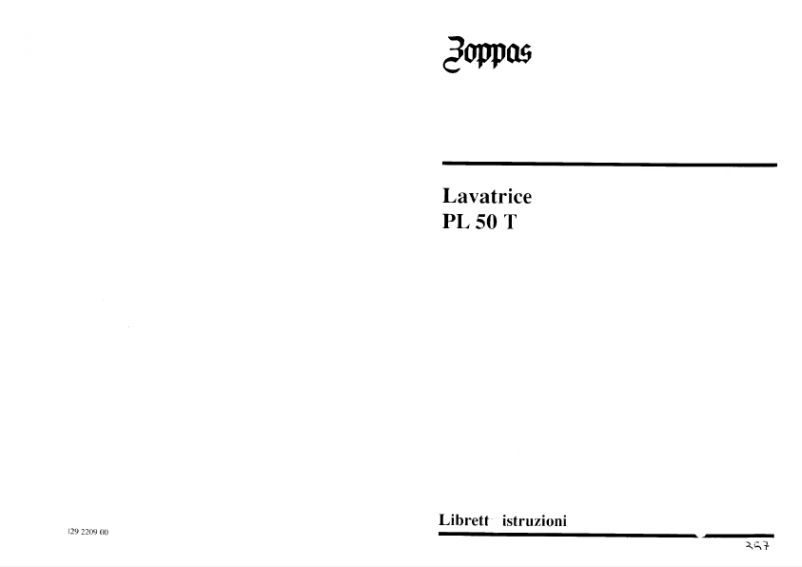 Page 1 de la notice Manuel utilisateur Zoppas PL50T