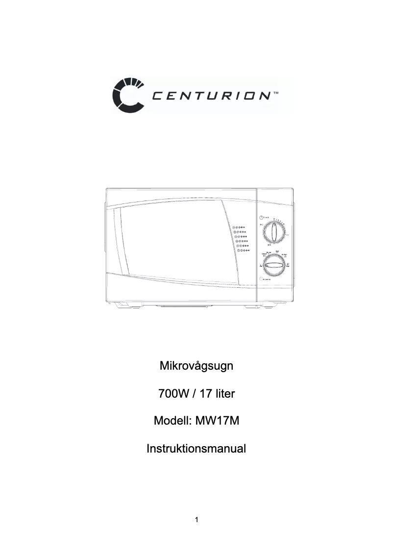 Page n°1 - Manuel utilisateur Centurion MW17M