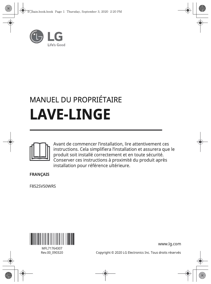 Page 1 of the manual User Manual LG F852SV50WRS