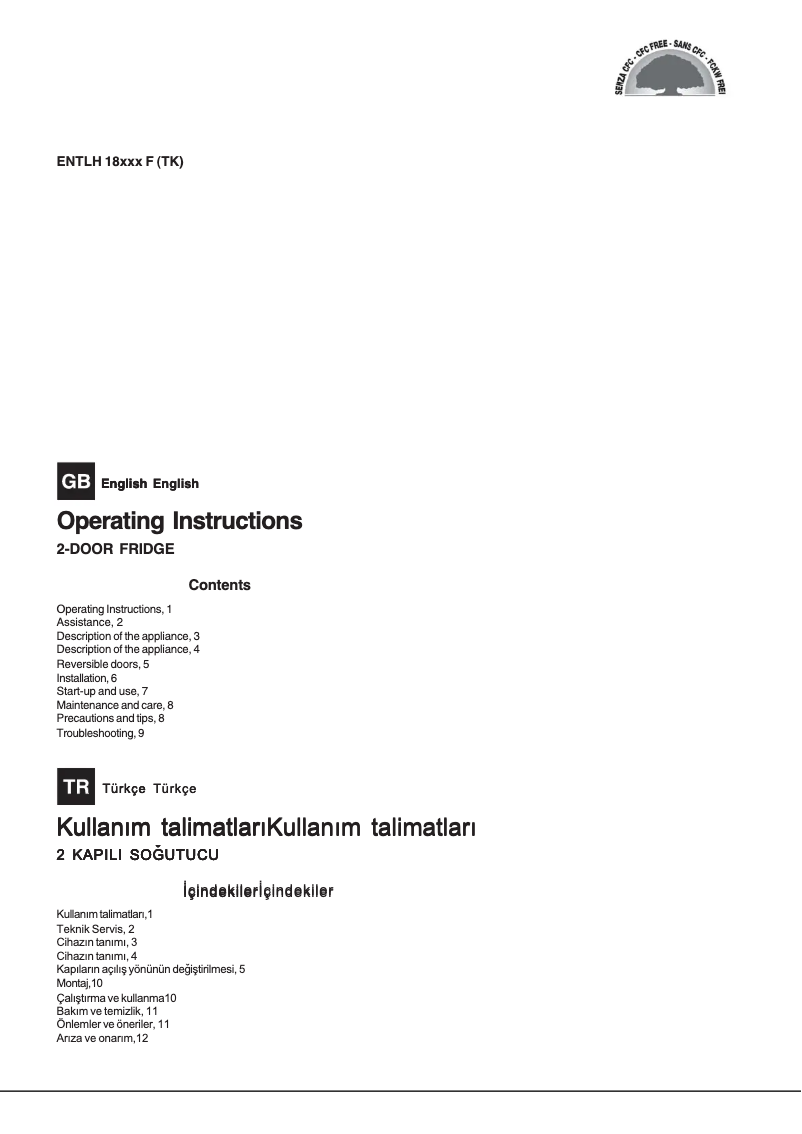Page n°1 - Manuel utilisateur Hotpoint ENTM 18221 X F (TK)
