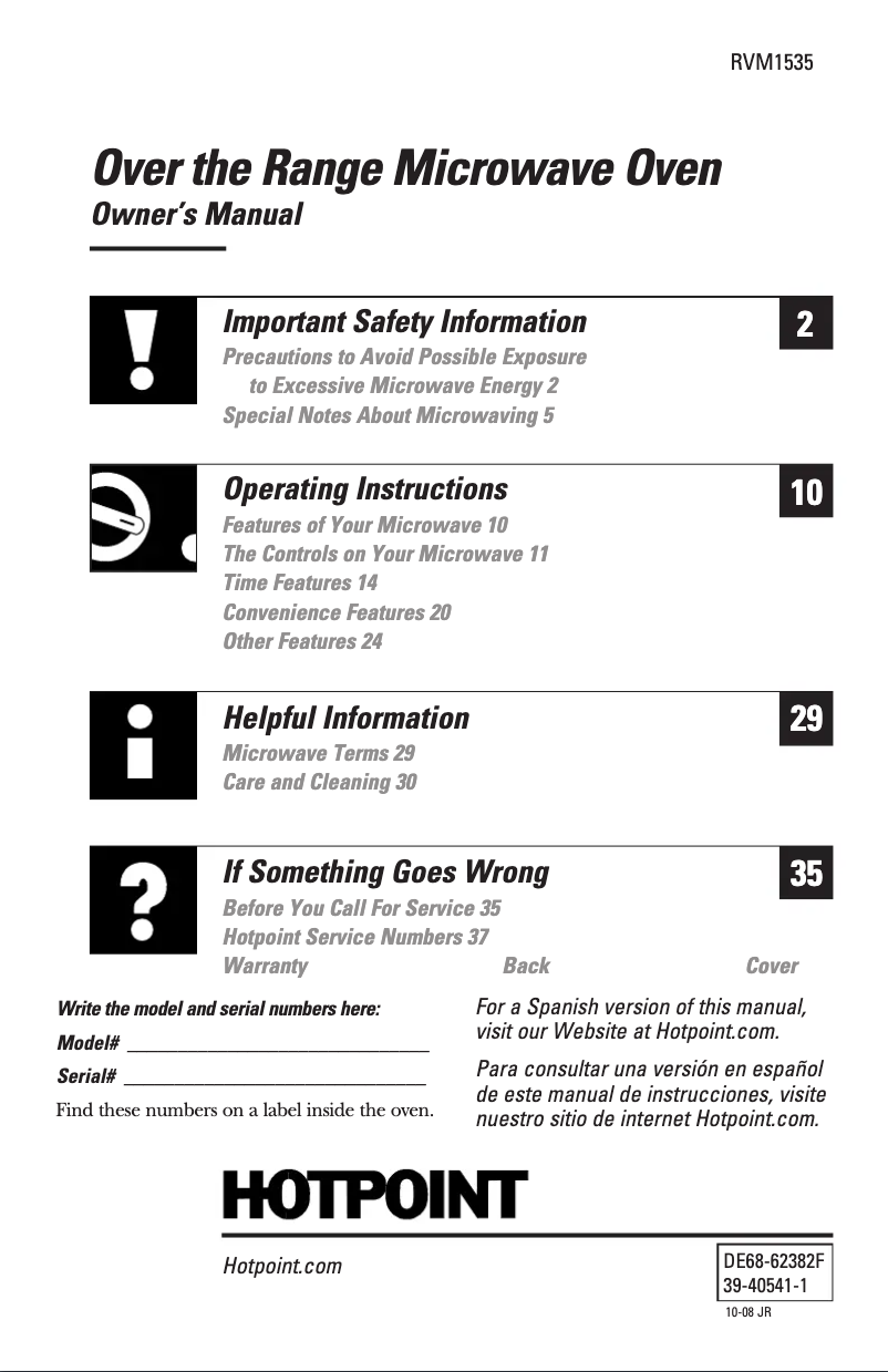 Image de la première page du manuel de l'appareil RVM1535