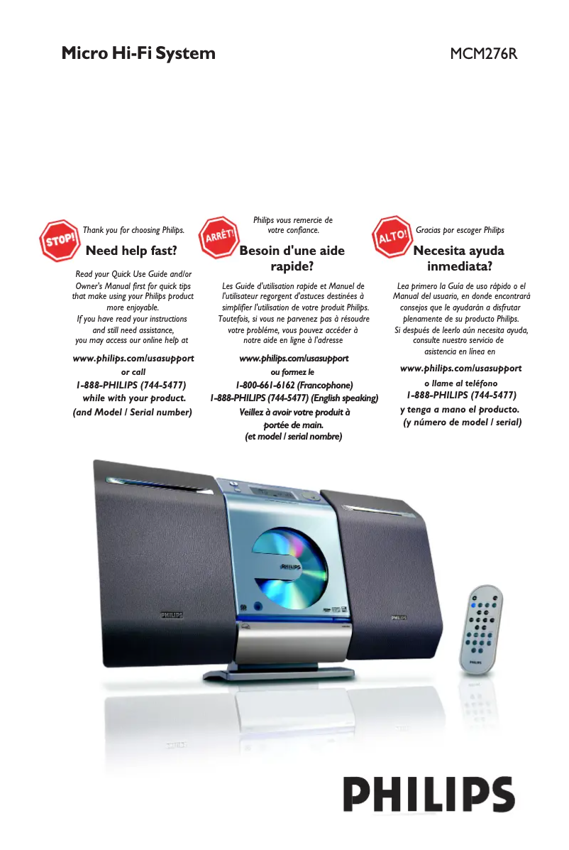 Page 1 de la notice Manuel utilisateur Philips MCM276R