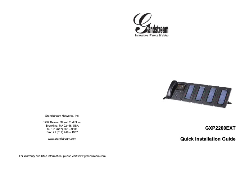 Page n°1 - Guide de démarrage rapide Grandstream GXP2200EXT