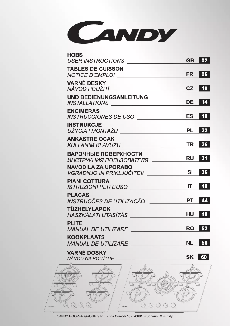 Page 1 de la notice Manuel utilisateur Candy CDK6GF4WEKB