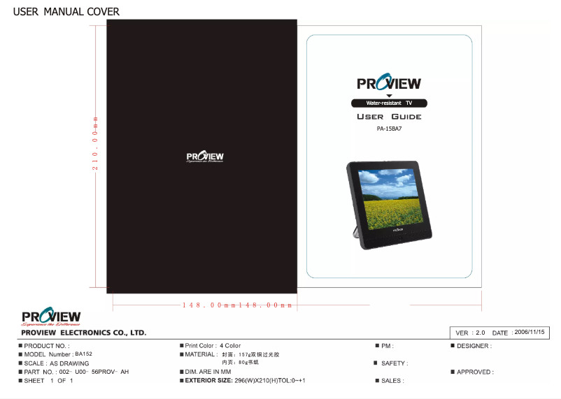 Page n°1 - Manuel utilisateur Proview PA-15BA7