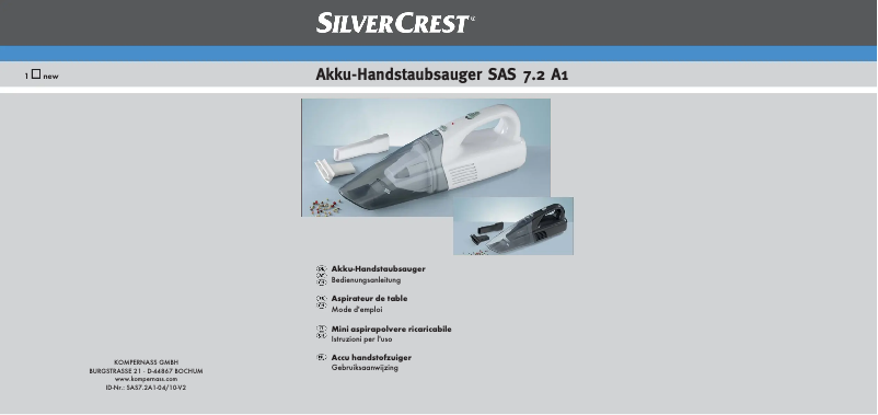 Page 1 de la notice Manuel utilisateur SilverCrest SAS 7.2 A1