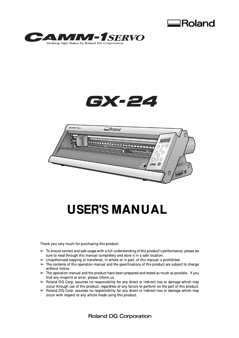 Page n°1 - Manuel utilisateur Roland GX-24