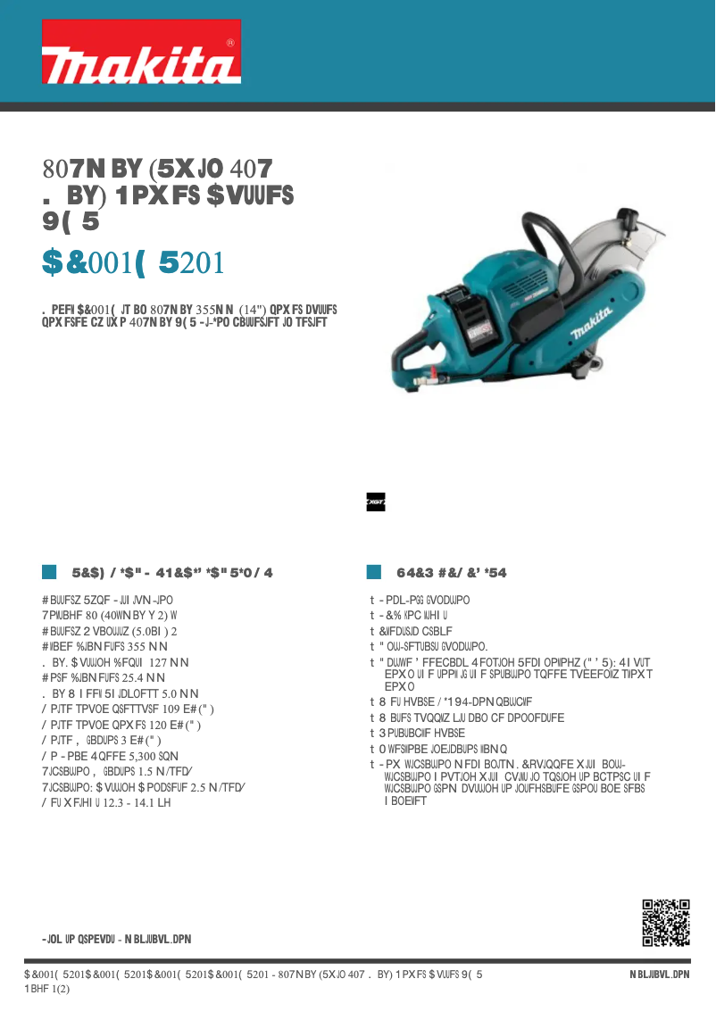 Page 1 de la notice Fiche technique Makita CE001G