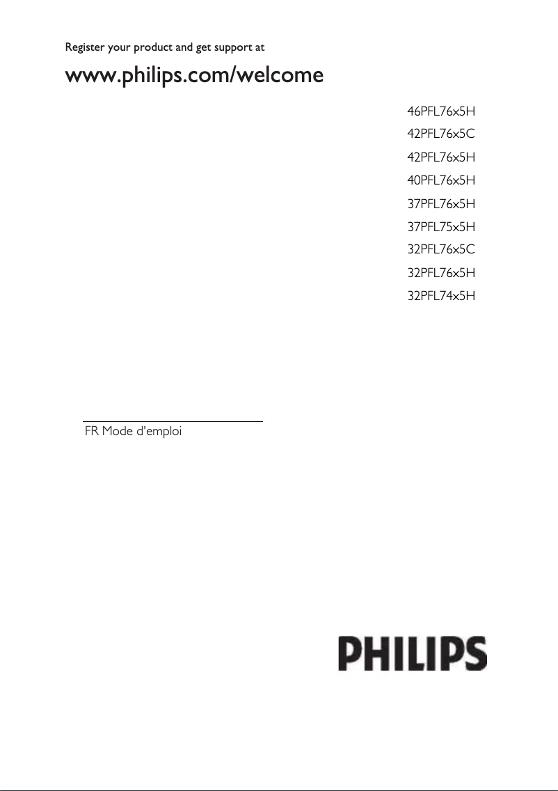 Page 1 de la notice Manuel utilisateur Philips 32PFL7605H