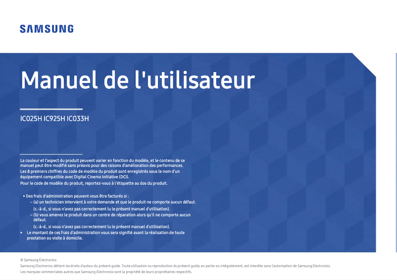 Page n°1 - Manuel utilisateur Samsung IC025H