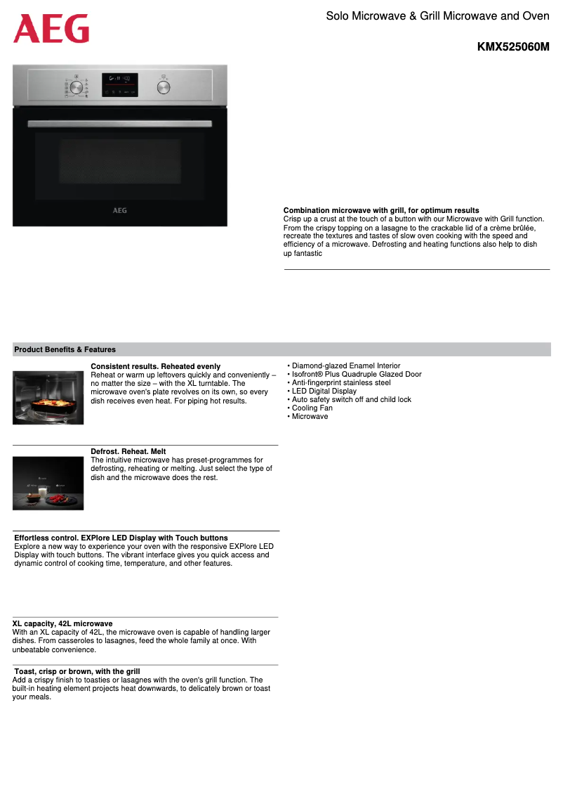 Page 1 de la notice Fiche technique AEG KMX525060M