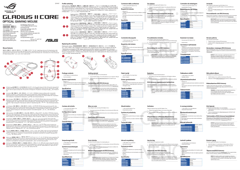 Image de la première page du manuel de l'appareil ROG Gladius II Core