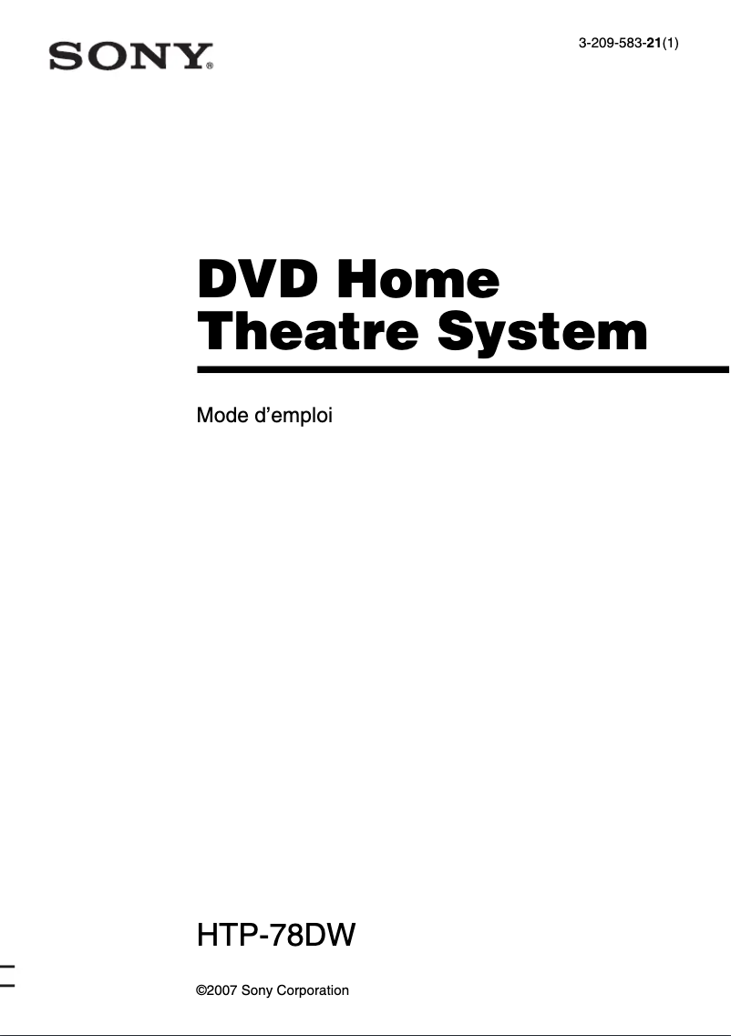 Image de la première page du manuel de l'appareil HTP-78DW