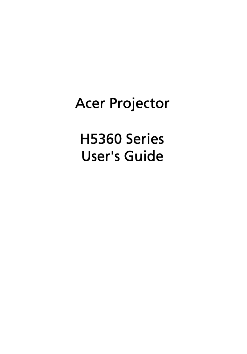 Page 1 de la notice Manuel utilisateur Acer H5360