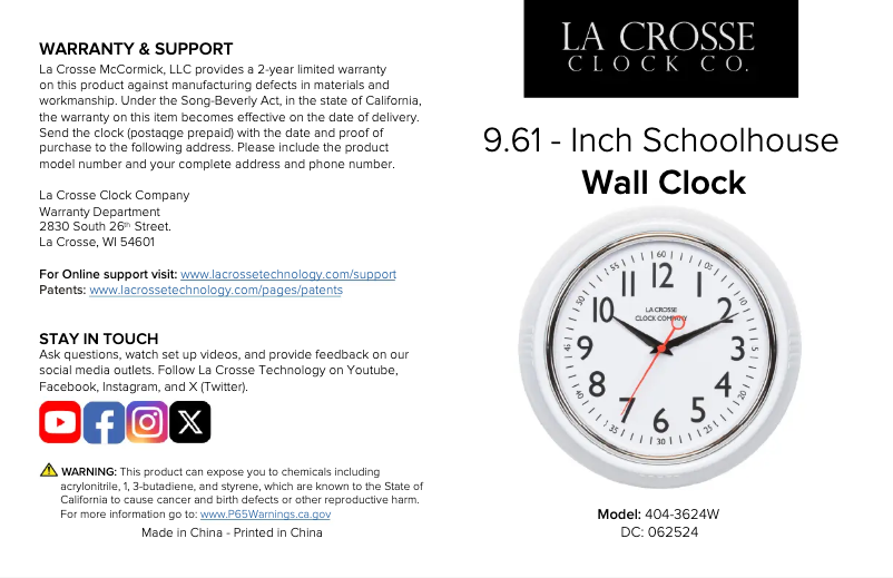 Page n°1 - Manuel utilisateur La Crosse Technology 404-3624W