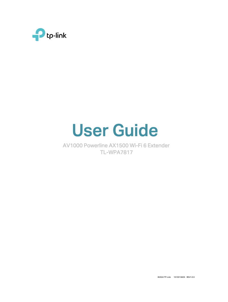 Page n°1 - Manuel utilisateur TP-Link TL-WPA7817