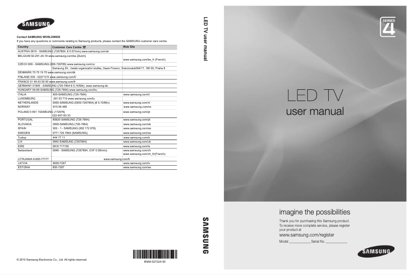 Page n°1 - Manuel utilisateur Samsung UE32C4000PW