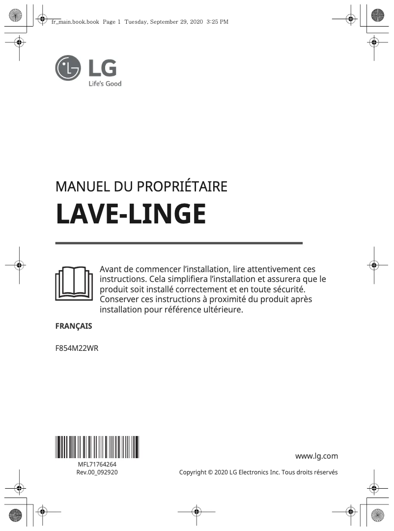 Page n°1 - Manuel utilisateur LG F854M22WR