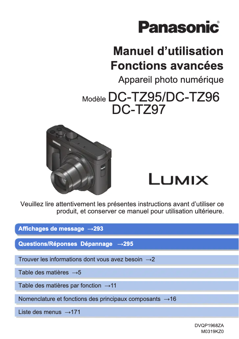 Page 1 de la notice Manuel utilisateur Panasonic DC-TZ96