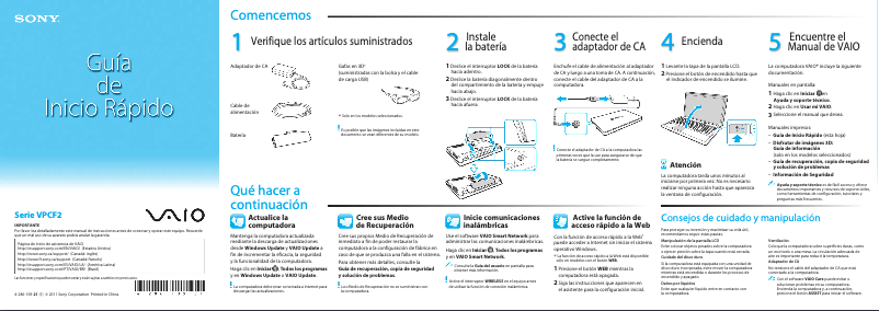 Page n°1 - Guide d'installation Sony Vaio VPCF227FX
