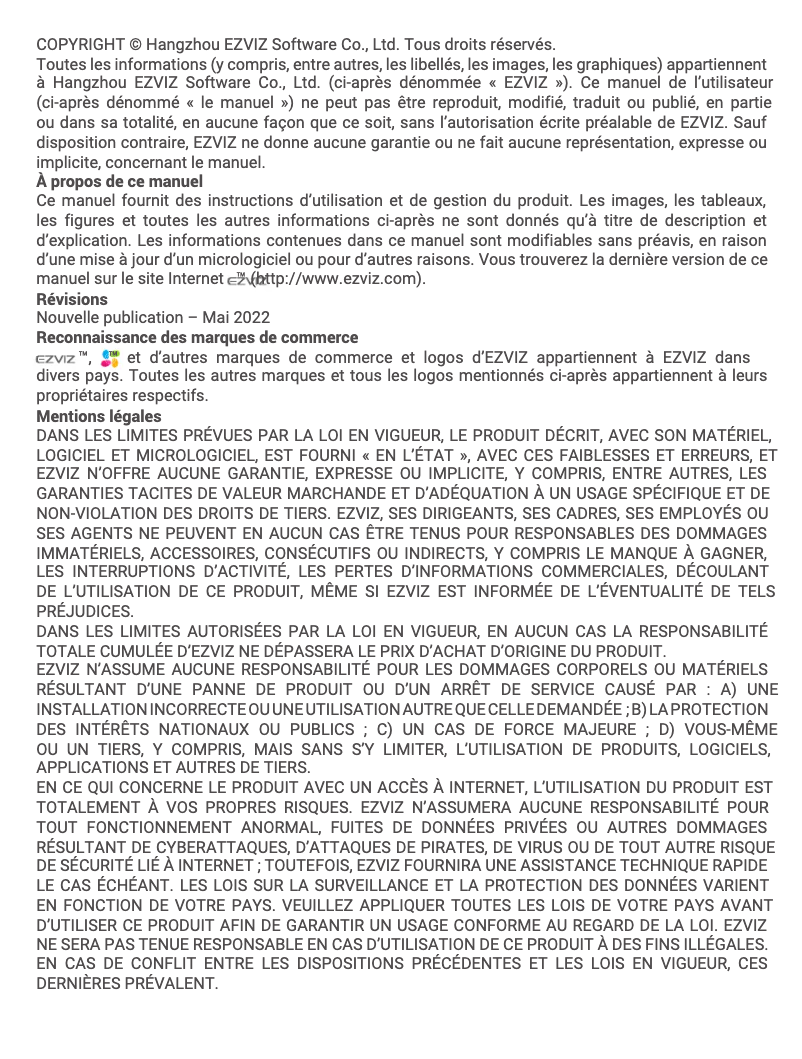 Page 1 de la notice Manuel utilisateur EZVIZ DB2 Pro