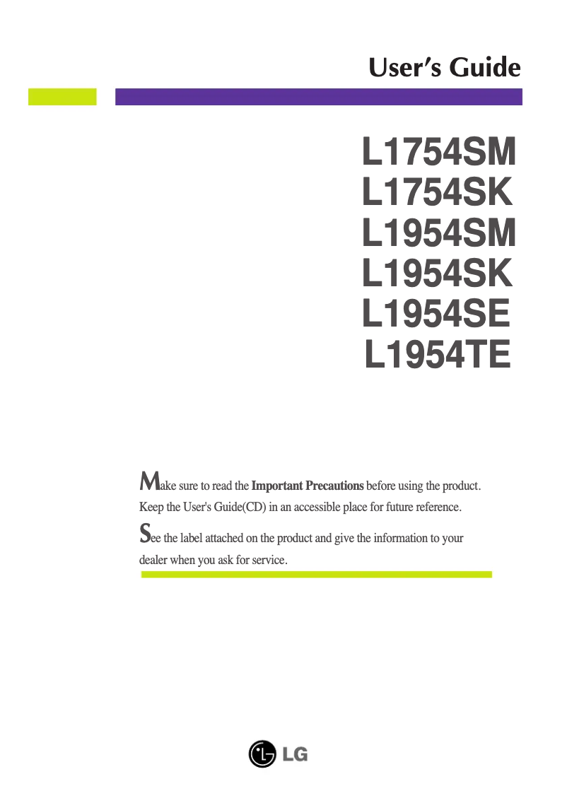 Imagen de la primera página del manual del dispositivo L1954SK