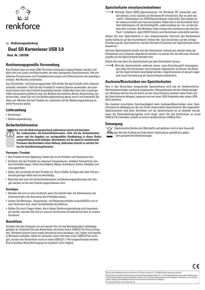 Image de la première page du manuel de l'appareil Dual SD 1207926