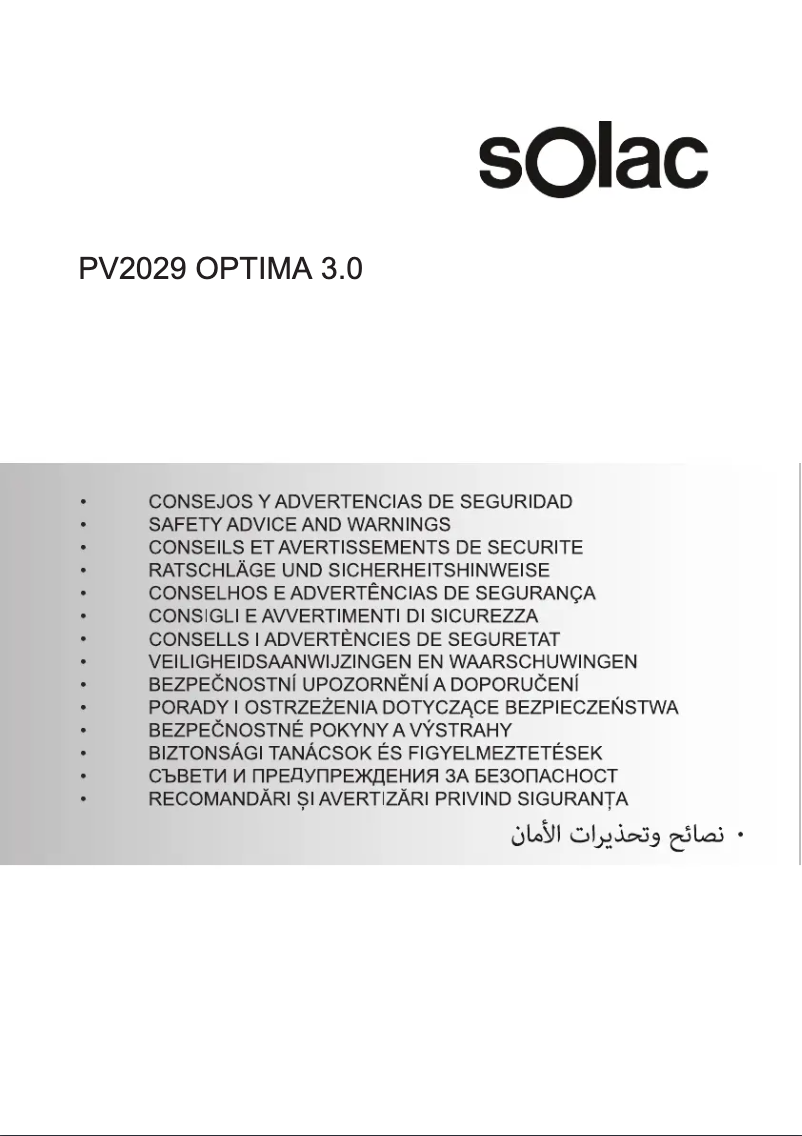 Page n°1 - Instructions de sécurité Solac Optima Extrem PV2029