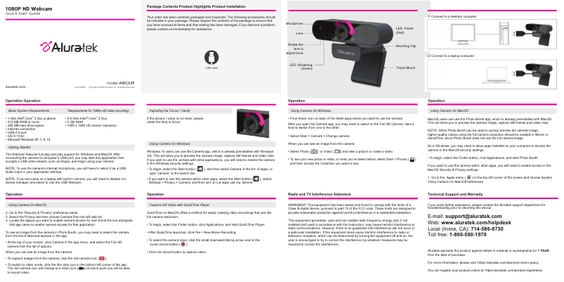 Page n°1 - Mode d'emploi Aluratek ABMWK01F