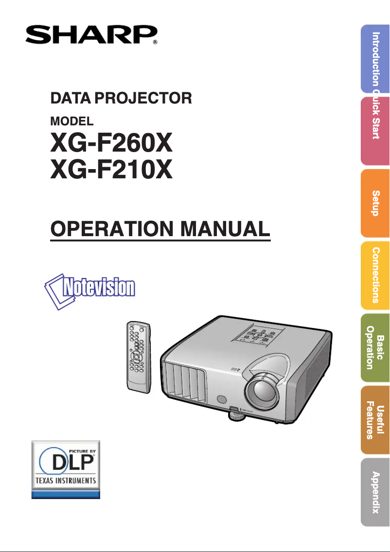 Page n°1 - Manuel utilisateur Sharp XG-F260X