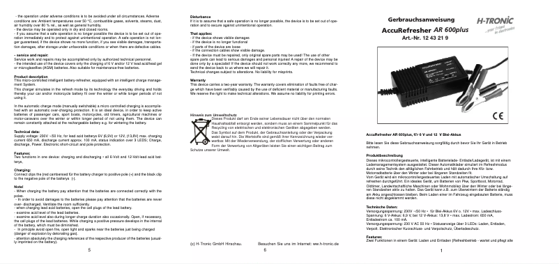 Image de la première page du manuel de l'appareil AR 600plus