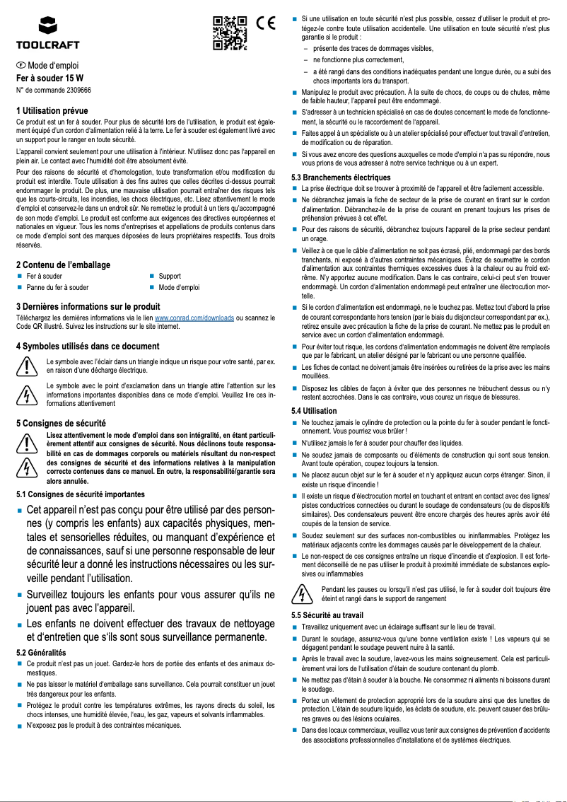 Page 1 de la notice Manuel utilisateur Toolcraft MD15