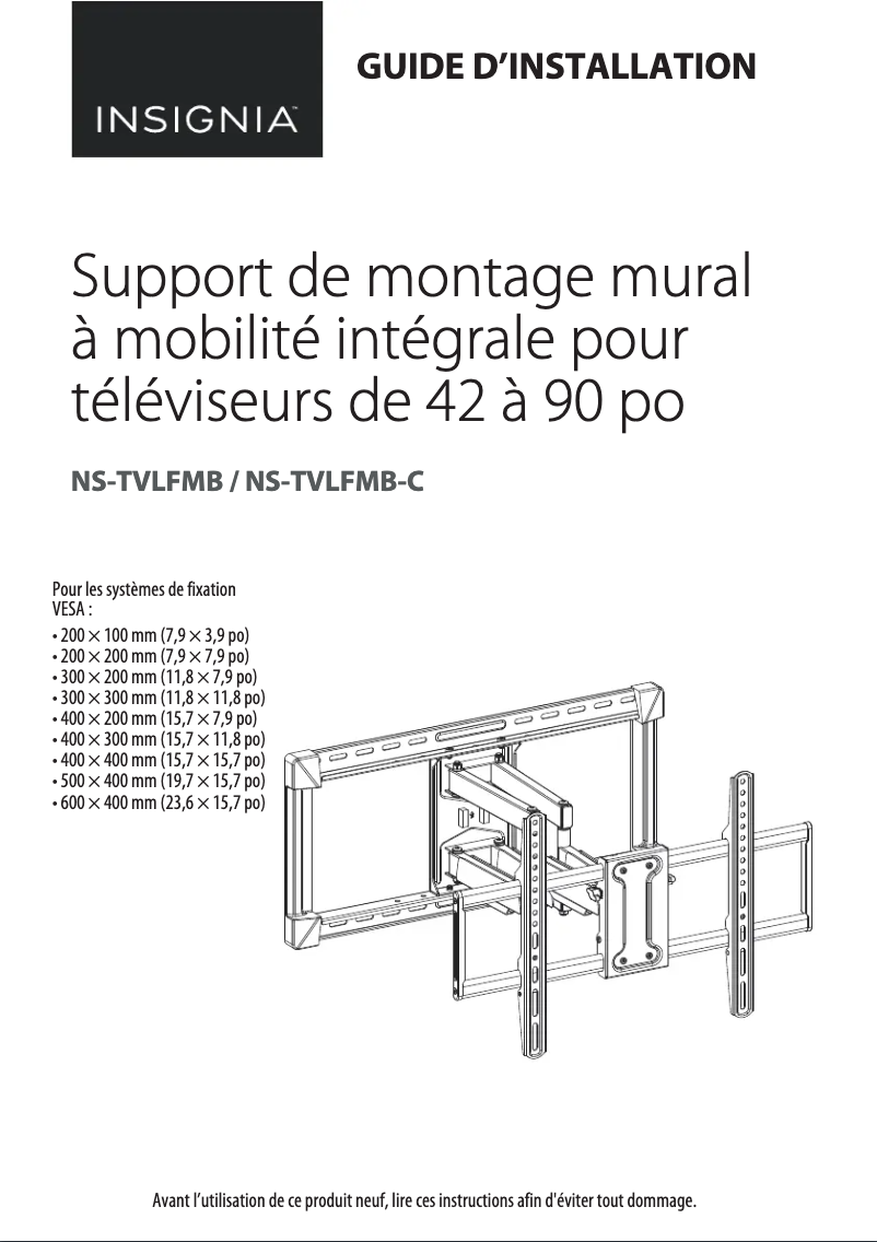 Page 1 de la notice Manuel utilisateur Insignia NS-TVLFMB