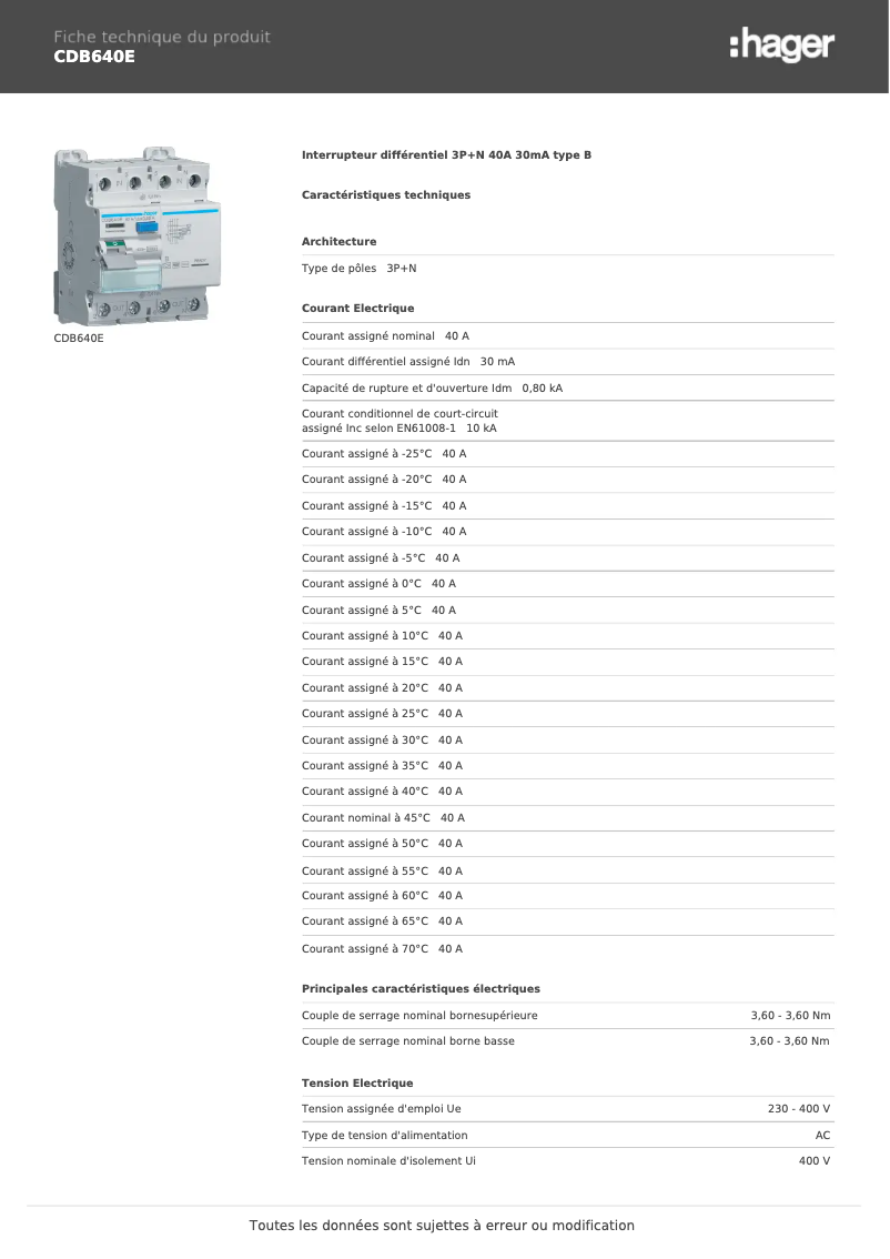 Image de la première page du manuel de l'appareil CDB640E