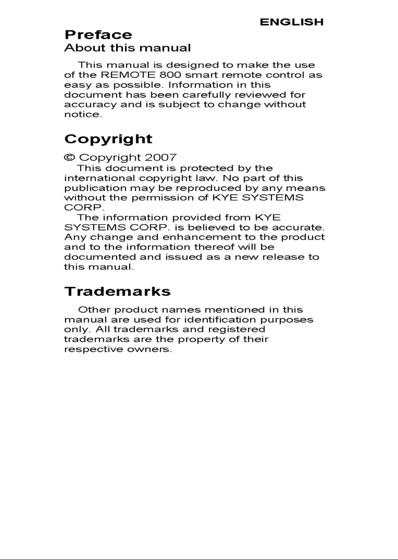 Page 1 de la notice Manuel utilisateur Genius Remote 800