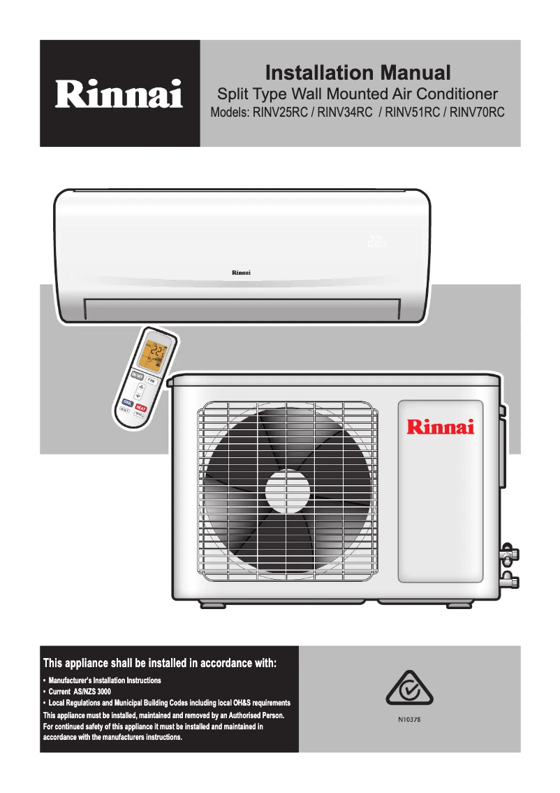 Página 1 del manual Guía de instalación Rinnai RINV25RC