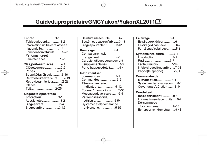 Página 1 del manual Manual de usuario GMC Yukon (2011)