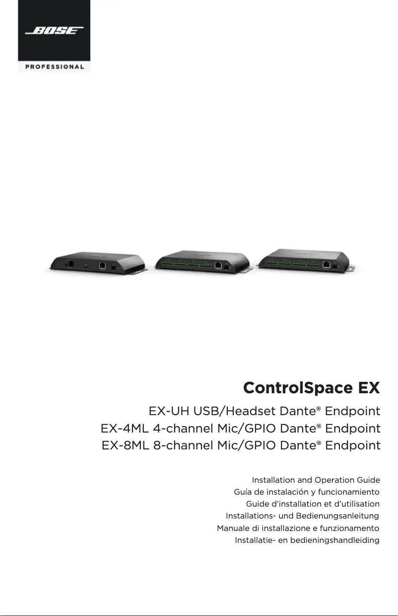 Image de la première page du manuel de l'appareil ControlSpace EX-8ML