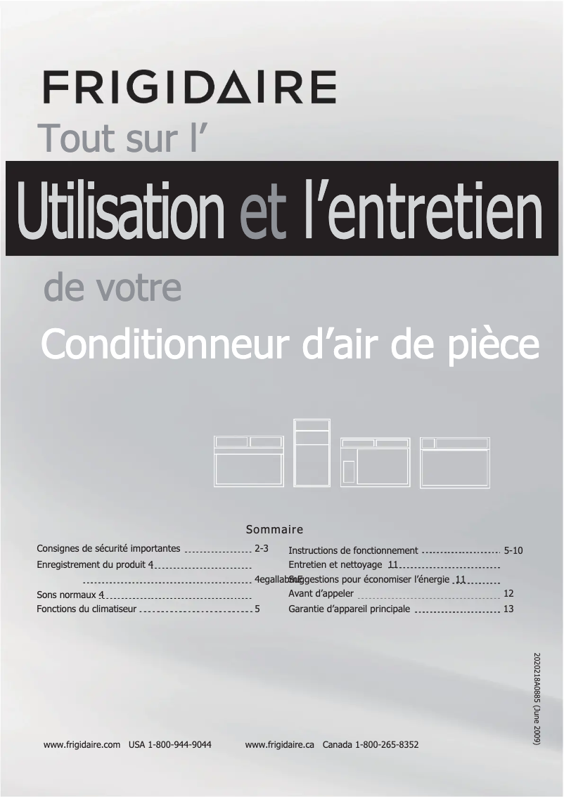 Page 1 de la notice Manuel utilisateur Frigidaire FRA155MT1