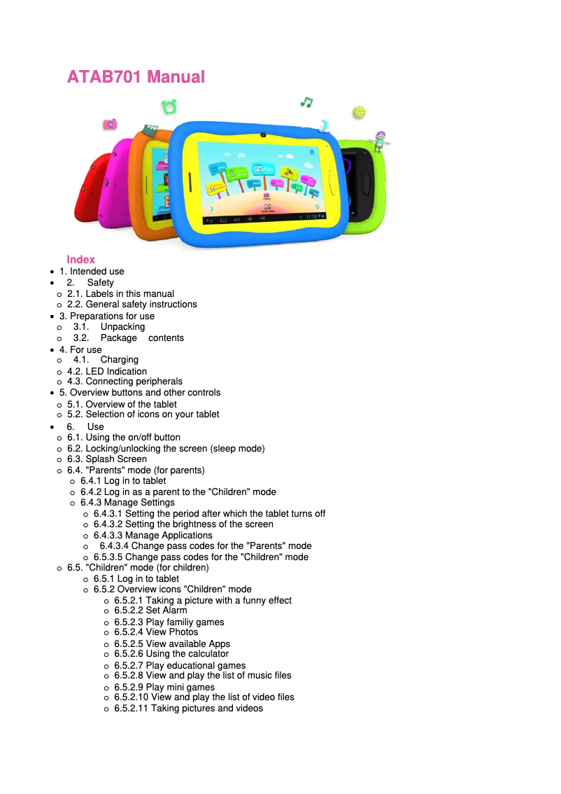 Page n°1 - Manuel utilisateur AKAI ATAB701PO