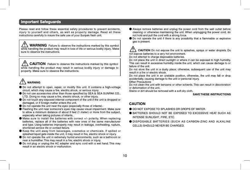 Page 1 de la notice Manuel utilisateur Sunpak PZ42X