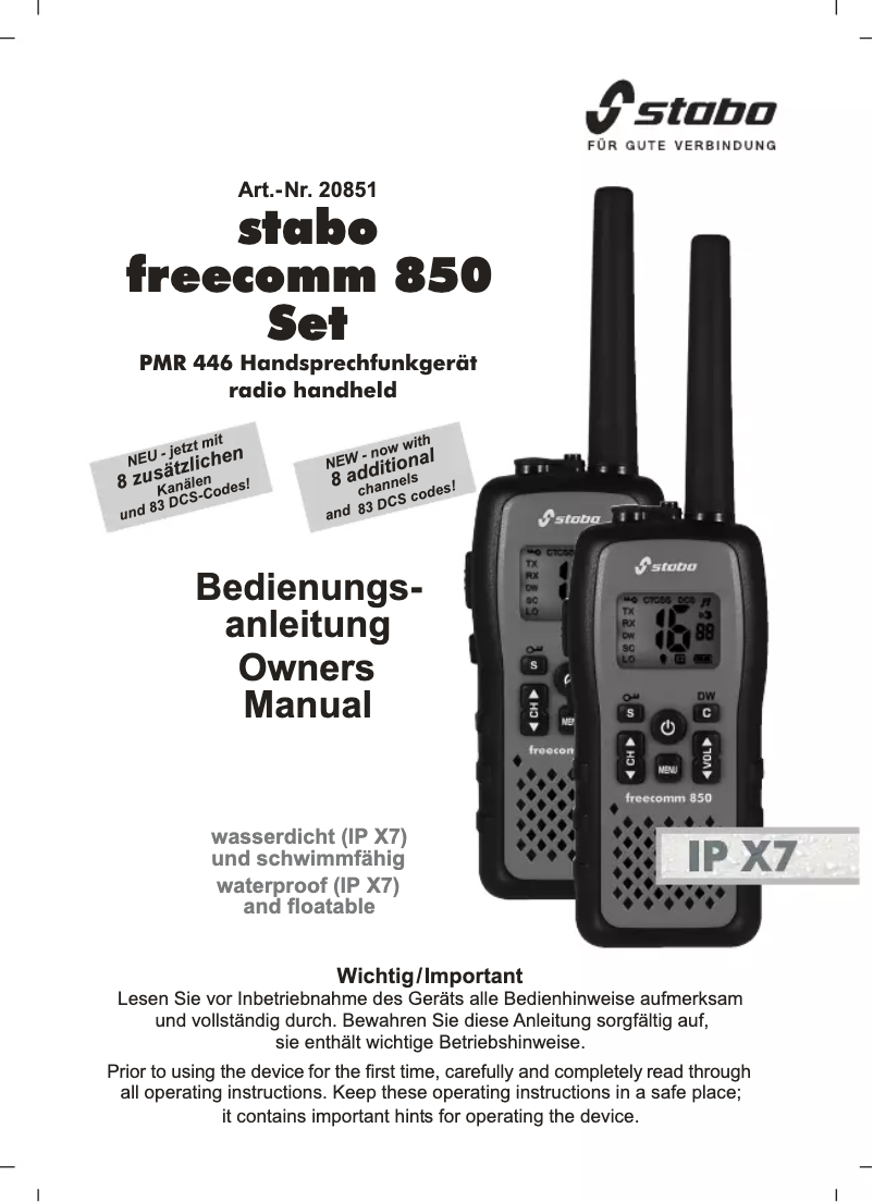 Página 1 del manual Manual de usuario Stabo Freecomm 850