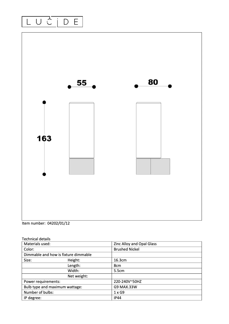 Page n°1 - Manuel utilisateur Lucide Jesse 04202/01/12