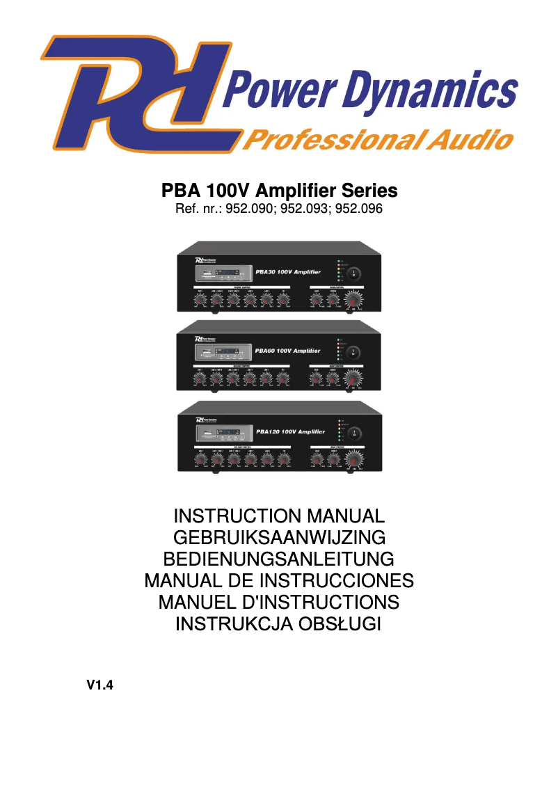 Page 1 de la notice Manuel utilisateur Power Dynamics PBA120