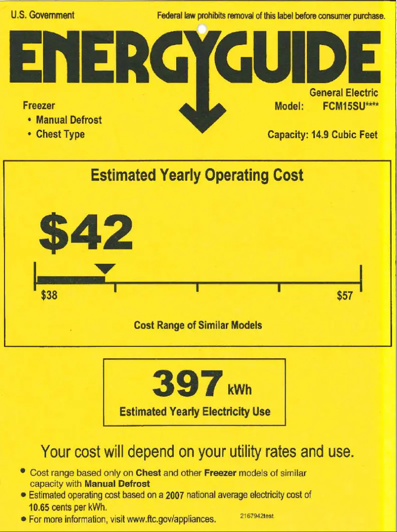 Page n°1 - Label énergétique GE FCM15DTWH